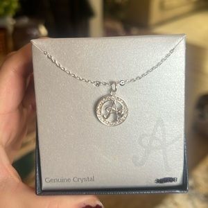 Genuine Crystal ‘A’ Initial Silver Necklace NWT